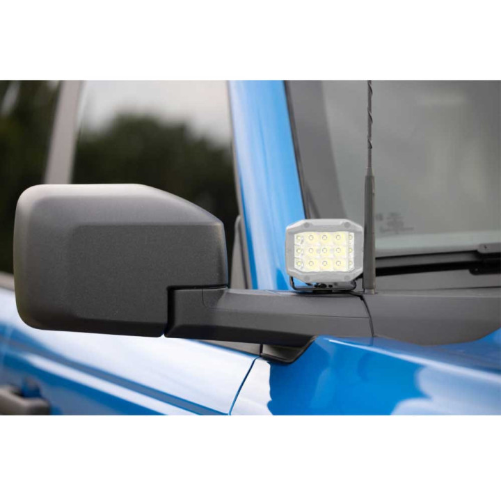 EC Approved LED Projector Integration Kit for Hood, Rough Country LED lights 2" square Spot Beam Black Series, Ford Bronco Rapto