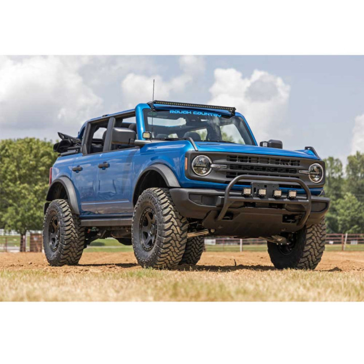 Kit de Integrare Proiectoare LED Omologate Pentru Capotă, Rough Country LED lights 2" square Spot Beam Black Series, Ford Bronco