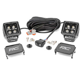 EC Approved LED Projector Integration Kit for Hood, Rough Country LED lights 2" square white DRL Black Series, Ford Bronco Rapto