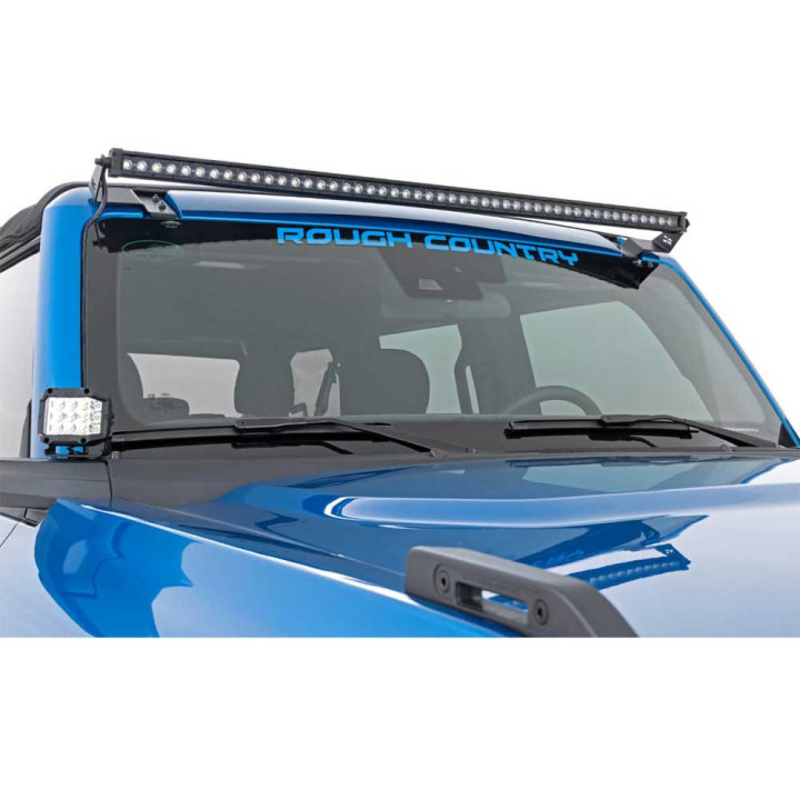 Kit de Integrare Proiectoare LED Omologate Pentru Parbriz, Rough Country LED light bar 50" upper windshield Black Series, Ford B