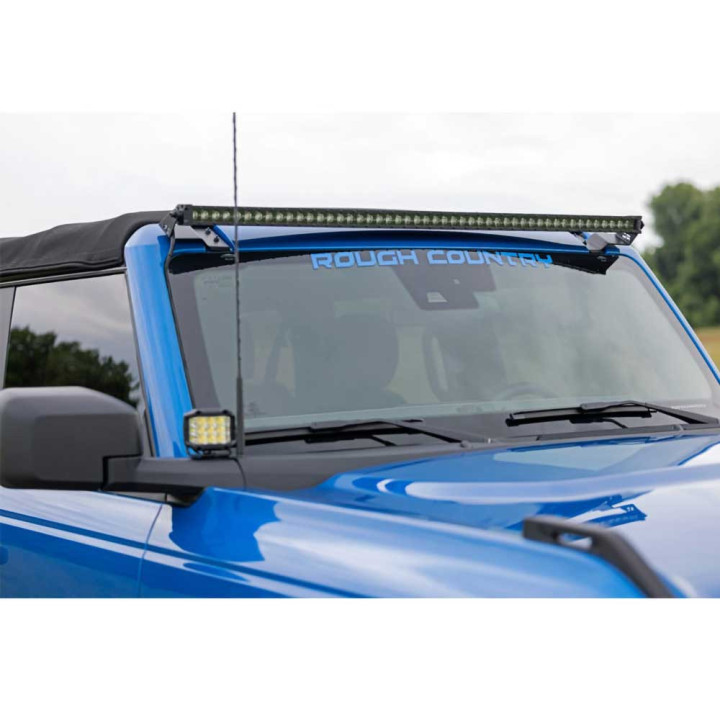 Kit de Integrare Proiectoare LED Omologate Pentru Parbriz, Rough Country LED light bar 50" upper windshield Black Series, Ford B