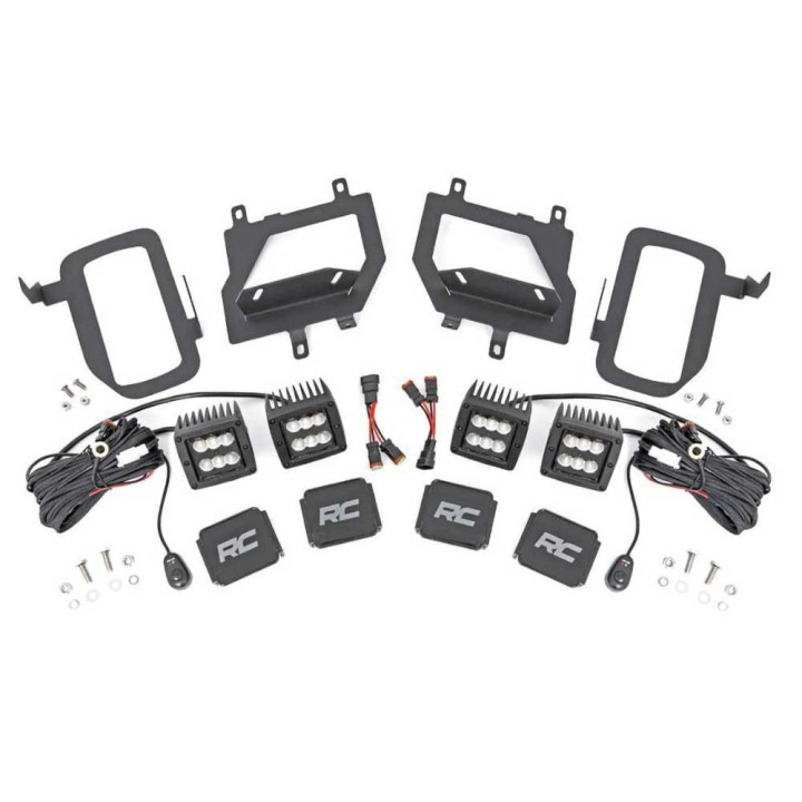 Kit de Integrare Proiectoare LED Omologate Pentru Luminile de Ceață, Rough Country Fog LED light kit Flood Beam Black Series, Fo