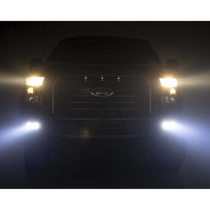 EC Approved LED Projector Integration Kit for Fog Lights, Rough Country Fog LED light kit Flood Beam Black Series, Ford F-150 20