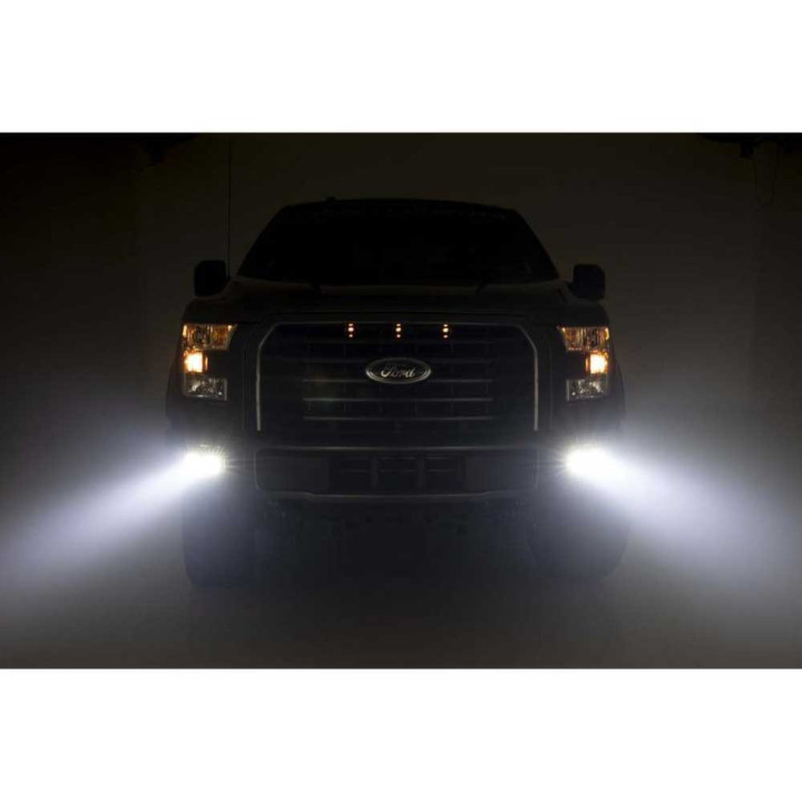 Kit de Integrare Proiectoare LED Omologate Pentru Luminile de Ceață, Rough Country Fog LED light kit Flood Beam Black Series, Fo