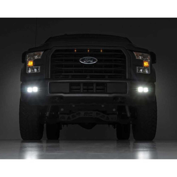 EC Approved LED Projector Integration Kit for Fog Lights, Rough Country Fog LED light kit Flood Beam Black Series, Ford F-150 20