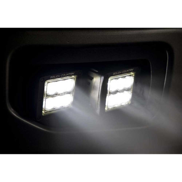 EC Approved LED Projector Integration Kit for Fog Lights, Rough Country Fog LED light kit Flood Beam Black Series, Ford F-150 20