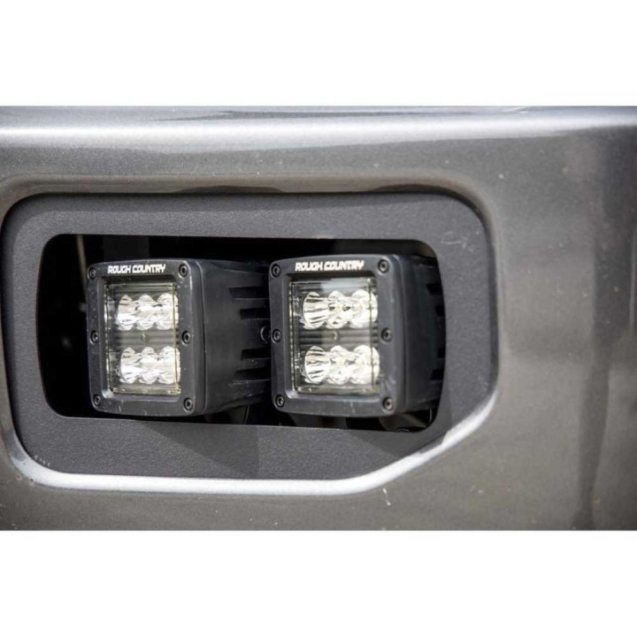 Kit de Integrare Proiectoare LED Omologate Pentru Luminile de Ceață, Rough Country Fog LED light kit Flood Beam Black Series, Fo