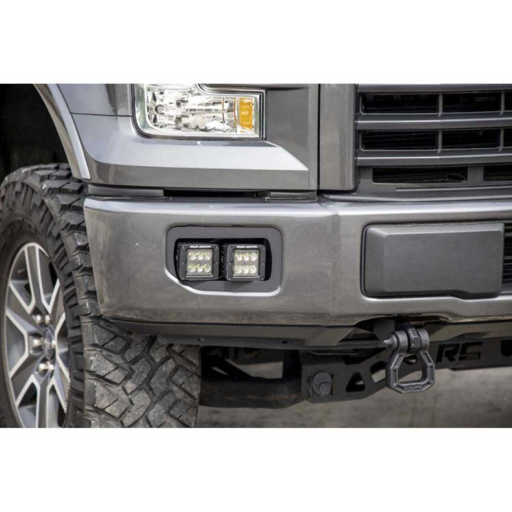 Kit de Integrare Proiectoare LED Omologate Pentru Luminile de Ceață, Rough Country Fog LED light kit Flood Beam Black Series, Fo