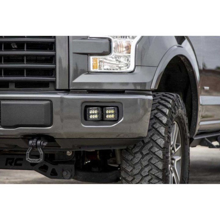 EC Approved LED Projector Integration Kit for Fog Lights, Rough Country Fog LED light kit Flood Beam Black Series, Ford F-150 20