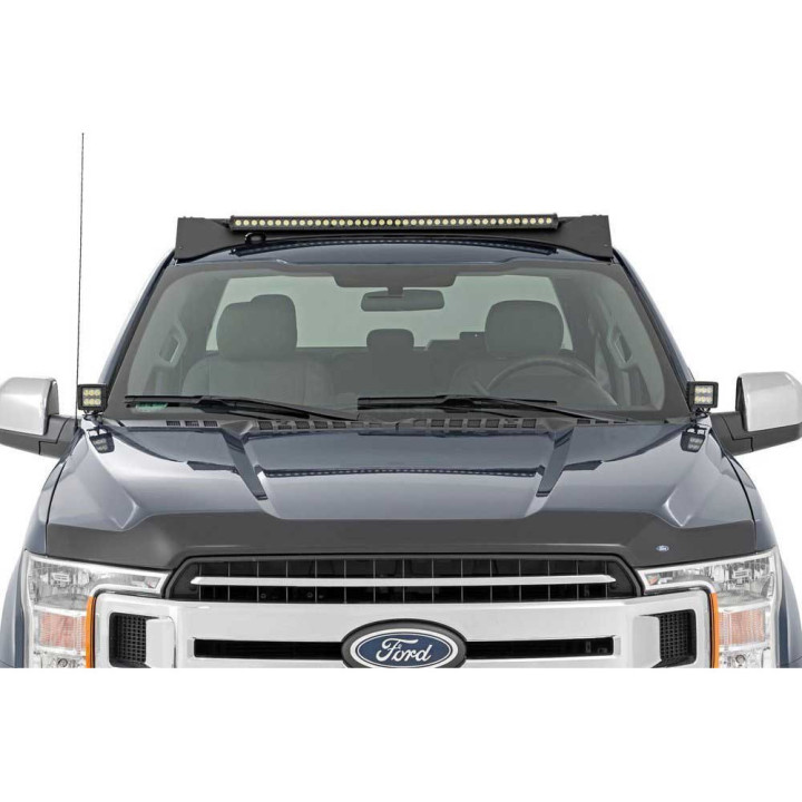 Roof Rack System with Front LED Light Bar 40 Inch, Rough Country, Ford F-150 2015 - 2020 - EDK.ro