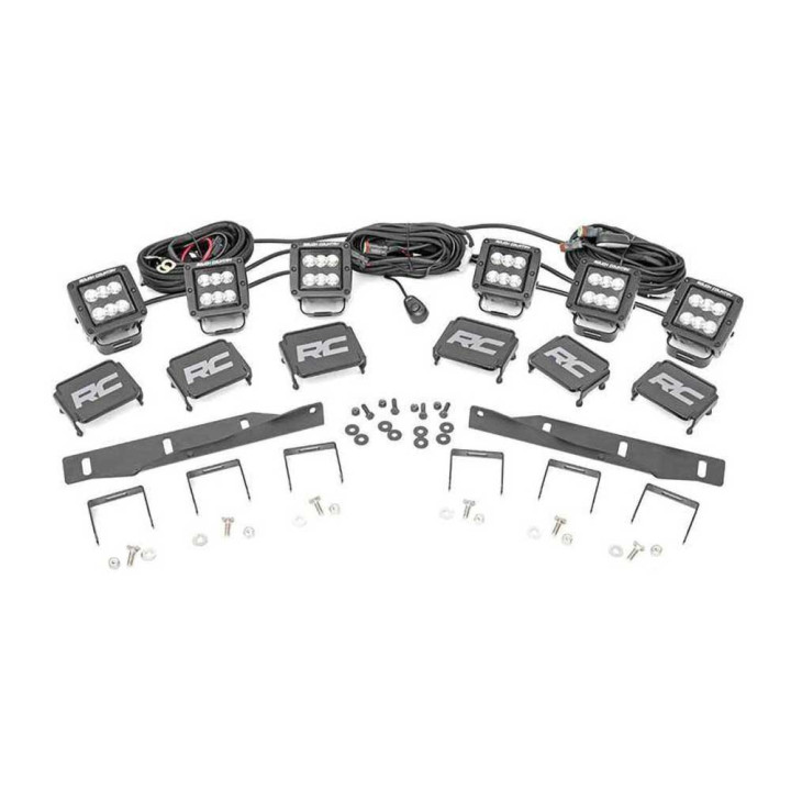 EC Approved LED Projector Integration Kit for Fog Lights, Rough Country Triple LED fog light kit, Ford F-150 Raptor 2017 - 2020 