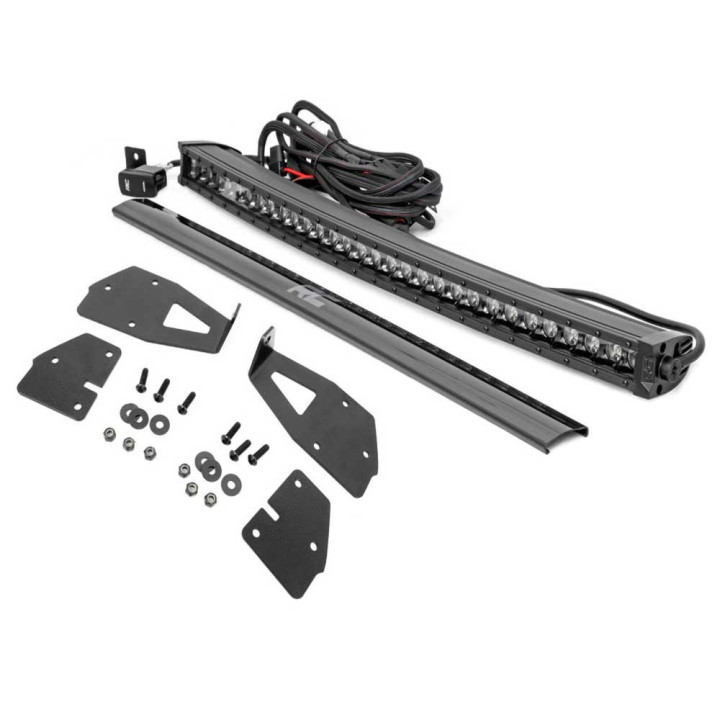 Kit de Integrare Proiectoare LED Omologate Pentru Grilă, Rough Country LED hidden grille kit light bar 30" White DRL Black Serie