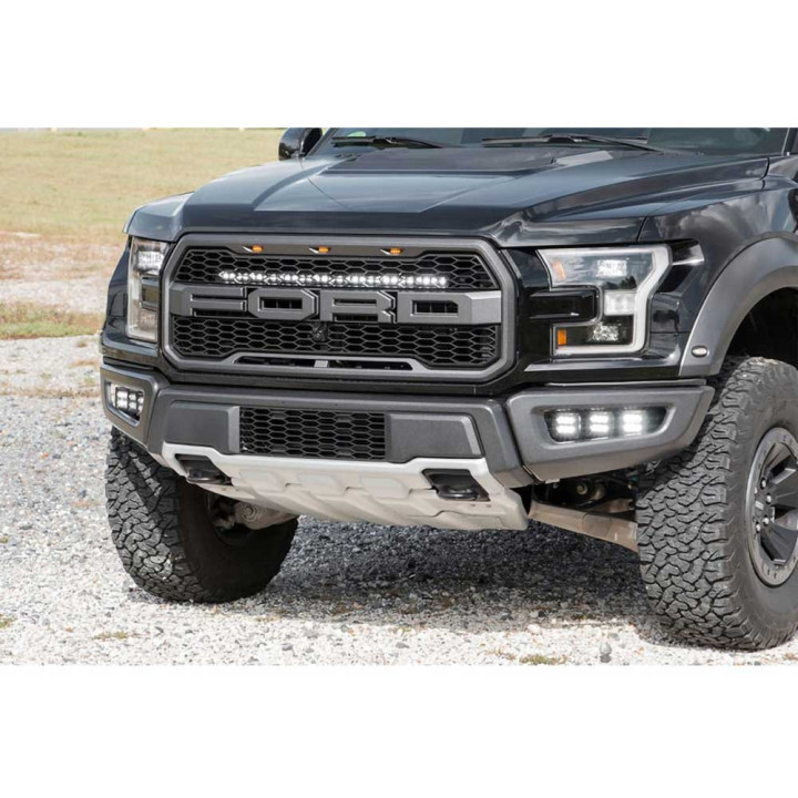 Kit de Integrare Proiectoare LED Omologate Pentru Grilă, Rough Country LED hidden grille kit light bar 30" White DRL Black Serie