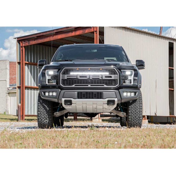 EC Approved LED Projector Integration Kit for Grille, Rough Country LED hidden grille kit light bar 30" White DRL Black Series, 