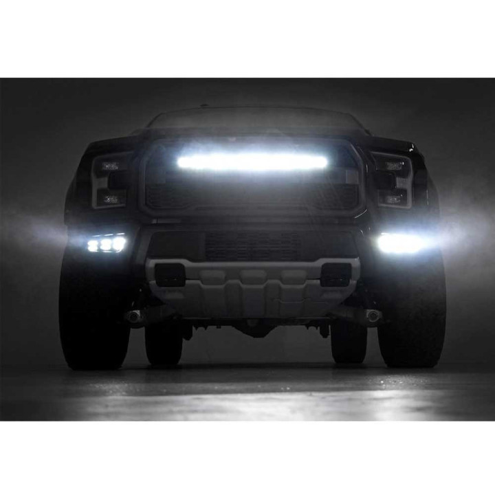 Kit de Integrare Proiectoare LED Omologate Pentru Grilă, Rough Country LED hidden grille kit light bar 30" White DRL Black Serie