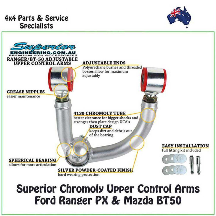 Kit Braț de Control Superior Reglabil, Superior Engineering Lift 0-6 Inch, Ford Ranger 2011 - 2022 - EDK.ro