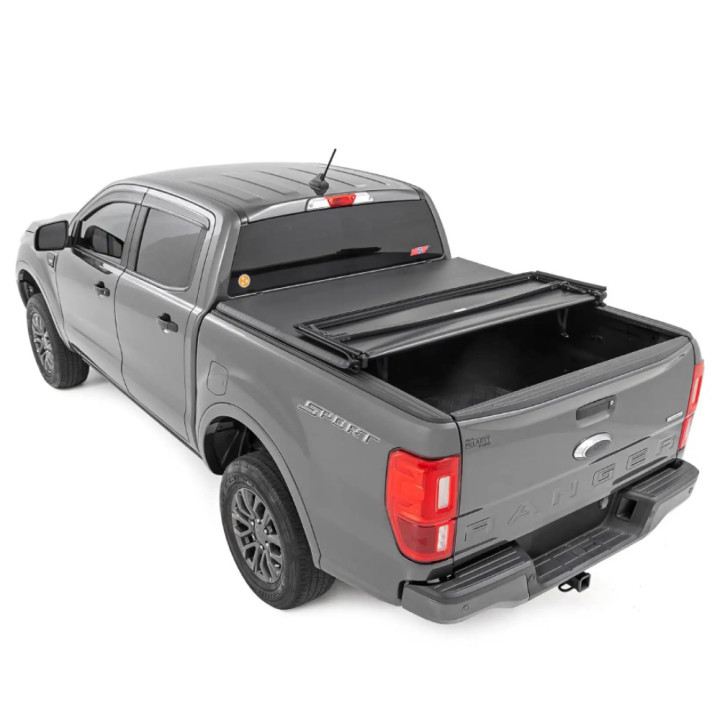 Soft Top Tonneau Bed Cover, Rough Country Tri-Fold, Ford Ranger Bed Length 5.0 Feet 2014 - Present - EDK.ro