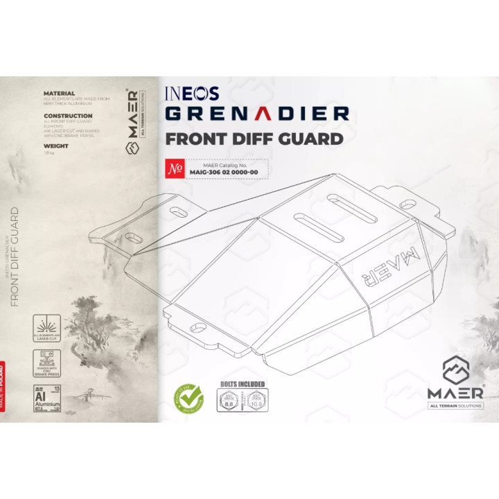 Aluminium Front Differential Skid Plate, MAER, Ineos Grenadier 2023 - Present, Ineos Grenadier Quartermaster 2024 - Present - ED