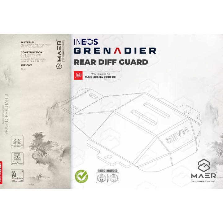 Placă de Protecție Diferențial Spate din Aluminiu, MAER, Ineos Grenadier 2023 - Prezent, Ineos Grenadier Quartermaster 2024 - Pr