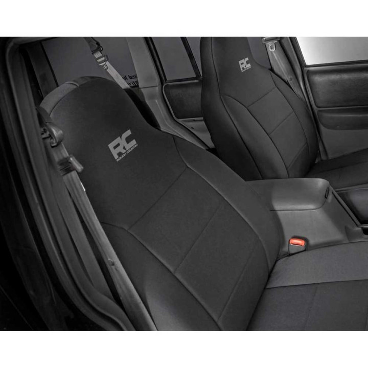 Seat Cover Set Neoprene Black, Rough Country, Jeep Cherokee 1984 - 2001 - EDK.ro