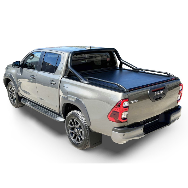 Spring Assisted Roll Top Tonneau Bed Cover, Tessera 4x4 Roll+, Toyota Hilux with OEM Rollbar Double Cab 2016 - 2026 - EDK.ro