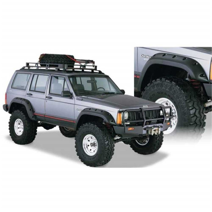Front and Rear Fender Flares, Bushwacker 4 door Cut-Out Style, Jeep Cherokee 1984 - 2001 - EDK.ro