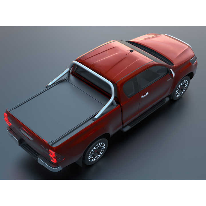 Spring Assisted Roll Top Tonneau Bed Cover, Tessera 4x4 Roll+, Toyota Hilux with OEM Rollbar Extra Cab 2016 - 2026 - EDK.ro