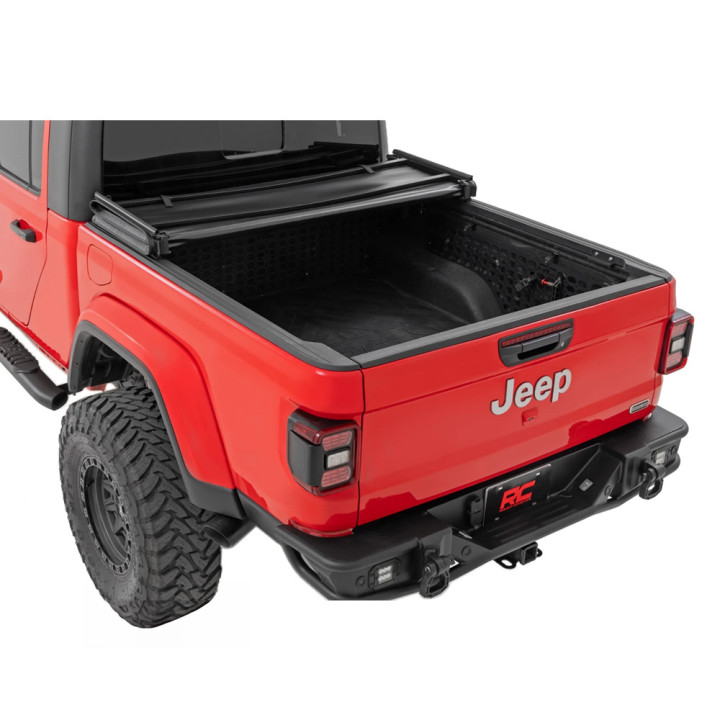 Soft Top Tonneau Bed Cover, Rough Country Tri-Fold, Jeep Gladiator Bed Length 5.0 Feet 2019 - Present - EDK.ro