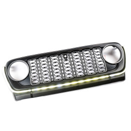 Grilă cu Lumini LED și Orificiu pentru Cameră, OFD, Jeep Gladiator 2020 - Prezent, Jeep Wrangler 2018 - Prezent - EDK.ro