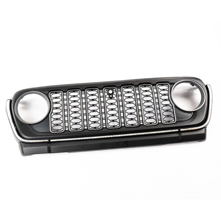 Grille with LED Lights and Camera Hole, OFD, Jeep Gladiator 2020 - Present, Jeep Wrangler 2018 - Present - EDK.ro