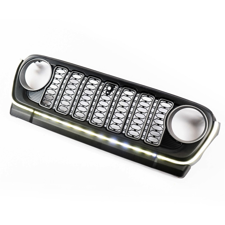 Grille with LED Lights and Camera Hole, OFD, Jeep Gladiator 2020 - Present, Jeep Wrangler 2018 - Present - EDK.ro
