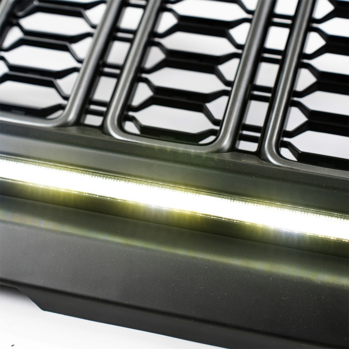Grille with LED Lights and Camera Hole, OFD, Jeep Gladiator 2020 - Present, Jeep Wrangler 2018 - Present - EDK.ro