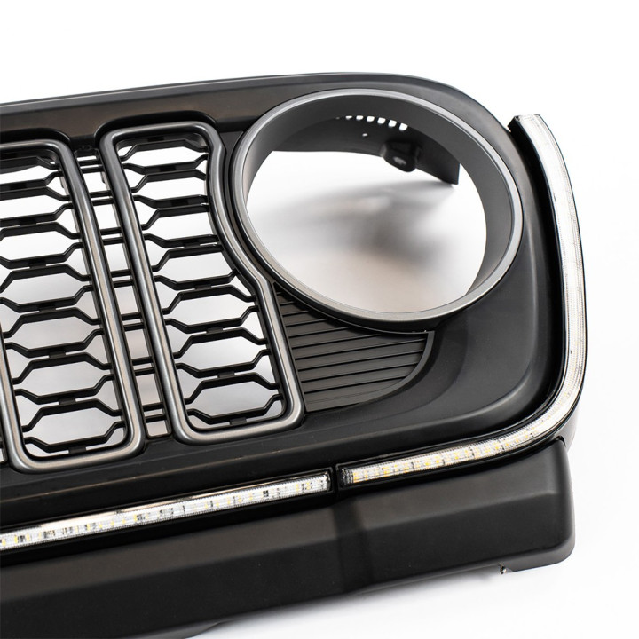 Grilă cu Lumini LED și Orificiu pentru Cameră, OFD, Jeep Gladiator 2020 - Prezent, Jeep Wrangler 2018 - Prezent - EDK.ro