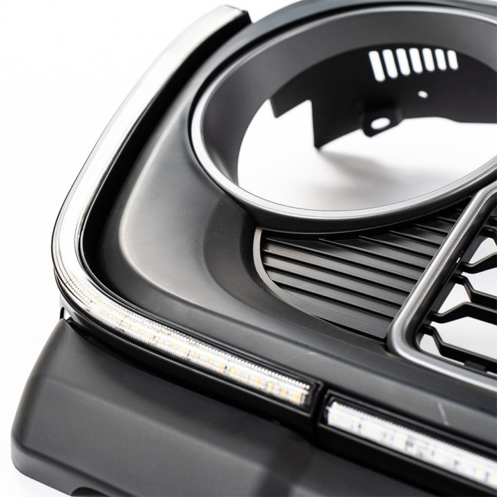 Grille with LED Lights and Camera Hole, OFD, Jeep Gladiator 2020 - Present, Jeep Wrangler 2018 - Present - EDK.ro