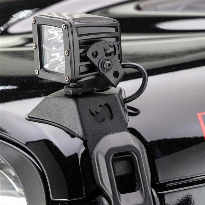 Kit de Integrare Proiectoare LED Omologate, Go Rhino Hood latch pod mount kit for a single cube LED 3x3", Jeep Gladiator / Wrang