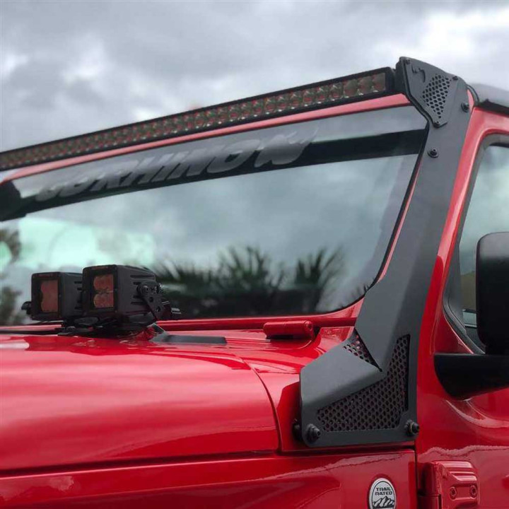 EC Approved LED Projector Integration Kit for Windshield, Go Rhino Windshield light mount bracket for 50" light bar, Jeep Gladia