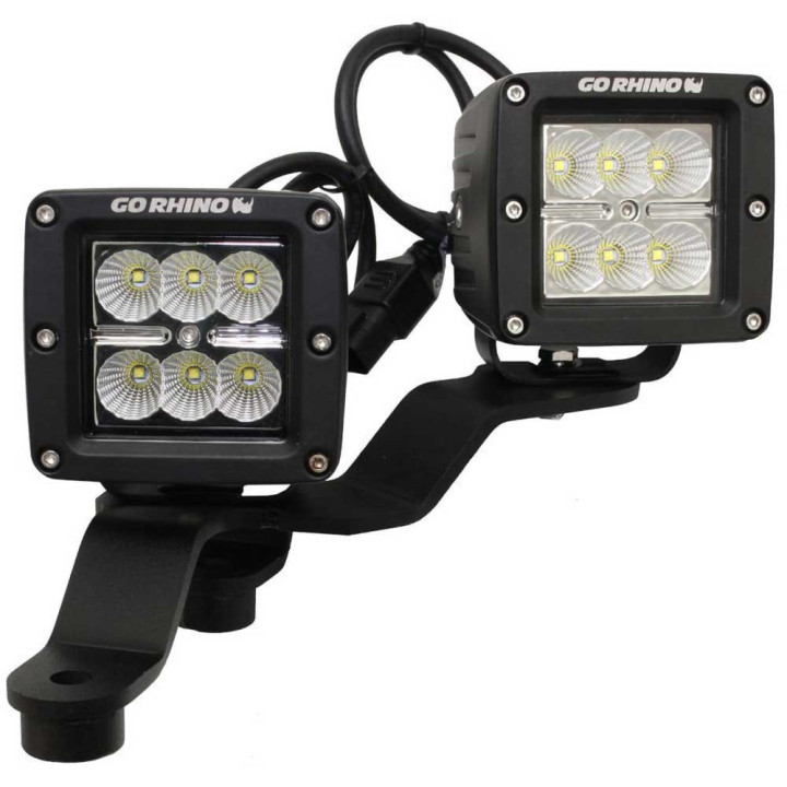 Kit de Integrare Proiectoare LED Omologate Pentru Parbriz, Go Rhino Windshield cowl mount for a LED 3x3" Dual Cube, Jeep Gladiat