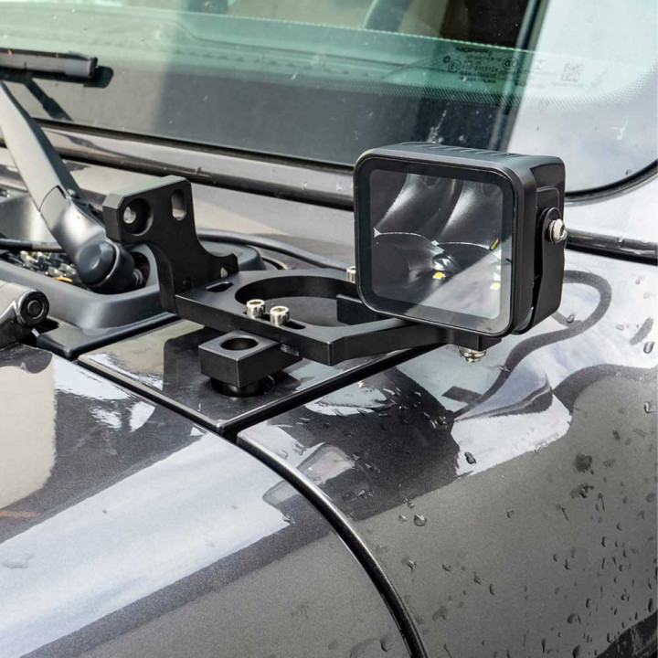 EC Approved LED Projector Integration Kit, OFD Hood light brackets, Jeep Gladiator / Wrangler 2018 - Present - EDK.ro