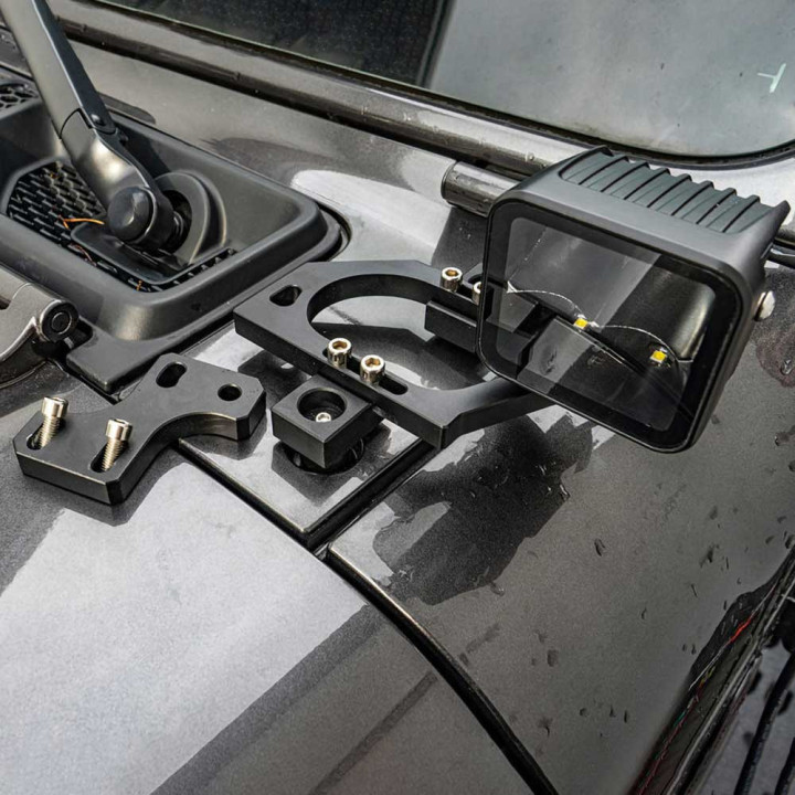 EC Approved LED Projector Integration Kit, OFD Hood light brackets, Jeep Gladiator / Wrangler 2018 - Present - EDK.ro