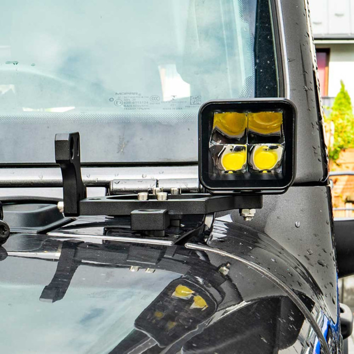 EC Approved LED Projector Integration Kit, OFD Hood light brackets, Jeep Gladiator / Wrangler 2018 - Present - EDK.ro