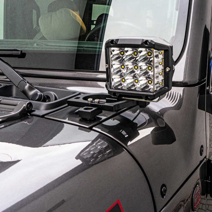 EC Approved LED Projector Integration Kit, OFD Hood light brackets, Jeep Gladiator / Wrangler 2018 - Present - EDK.ro