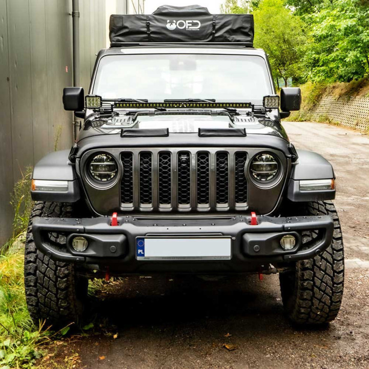 EC Approved LED Projector Integration Kit, OFD Hood light brackets, Jeep Gladiator / Wrangler 2018 - Present - EDK.ro