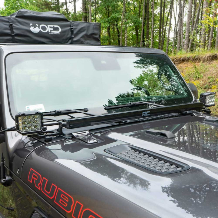 EC Approved LED Projector Integration Kit, OFD Hood light brackets, Jeep Gladiator / Wrangler 2018 - Present - EDK.ro