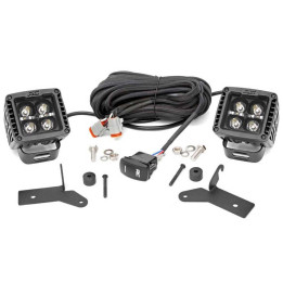 Kit de Integrare Proiectoare LED Omologate Pentru Capotă, Rough Country LED lights 2" square amber DRL Black Series, Jeep Gladia