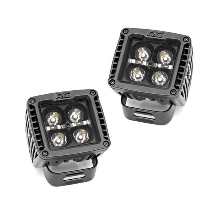 Kit de Integrare Proiectoare LED Omologate Pentru Capotă, Rough Country LED lights 2" square amber DRL Black Series, Jeep Gladia