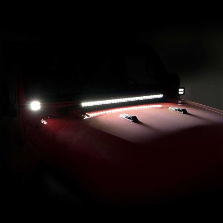 Kit de Integrare Proiectoare LED Omologate Pentru Capotă, Rough Country LED lights 2" square amber DRL Black Series, Jeep Gladia