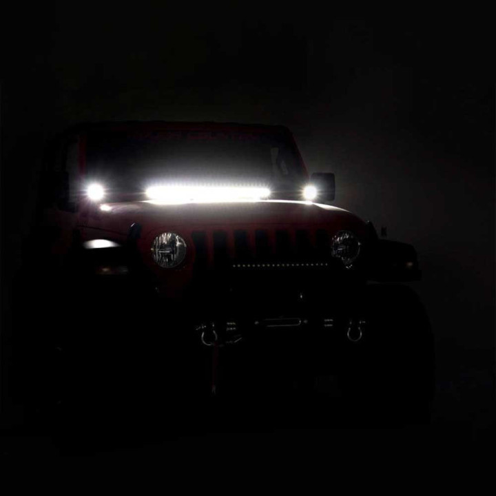 Kit de Integrare Proiectoare LED Omologate Pentru Capotă, Rough Country LED lights 2" square amber DRL Black Series, Jeep Gladia