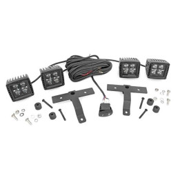 EC Approved LED Projector Integration Kit for Hood, Rough Country LED lights 2" square white DRL Black Series, Jeep Gladiator / 