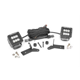 Kit de Integrare Proiectoare LED Omologate Pentru Capotă, Rough Country LED lights 2" square Black Series, Jeep Gladiator / Wran