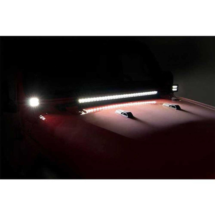 EC Approved LED Projector Integration Kit for Hood, Rough Country LED lights 2" square Black Series, Jeep Gladiator / Wrangler 2